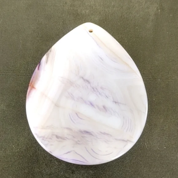 White Agate Large Teardrop Pendant Gemstone - Picture 2 of 2